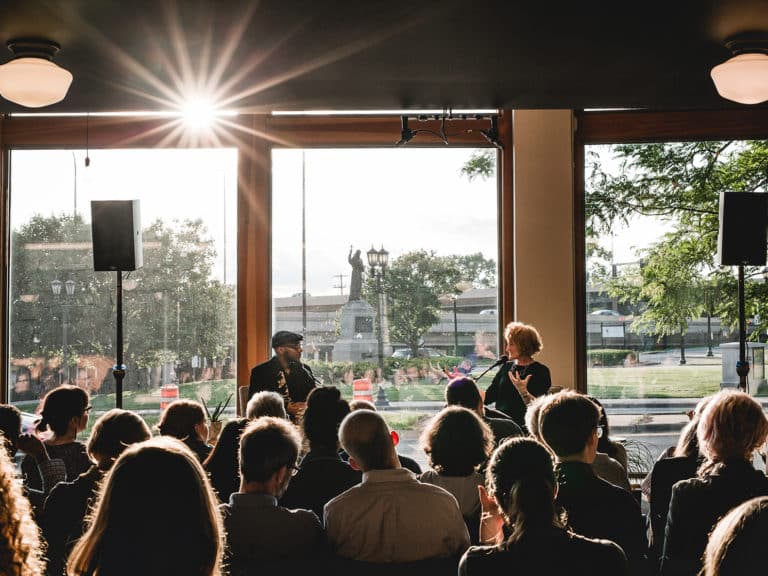 Teju Cole and Krista Tippett have a conversation live at The On Being Project on Loring Park in Minneapolis, MN