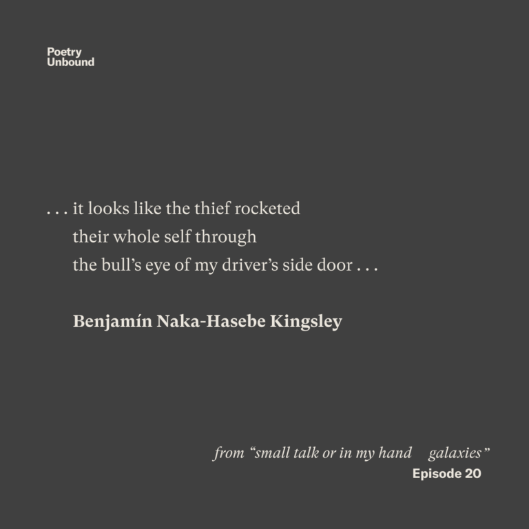 “it looks like the thief rocketed their whole self through the bull’s eye of my driver’s side door …” Benjamín Naka-Hasebe Kingsley